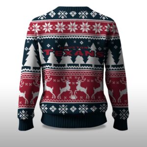Alternative view of 2025 Christmas Texans Reindeer Football Ugly Sweater