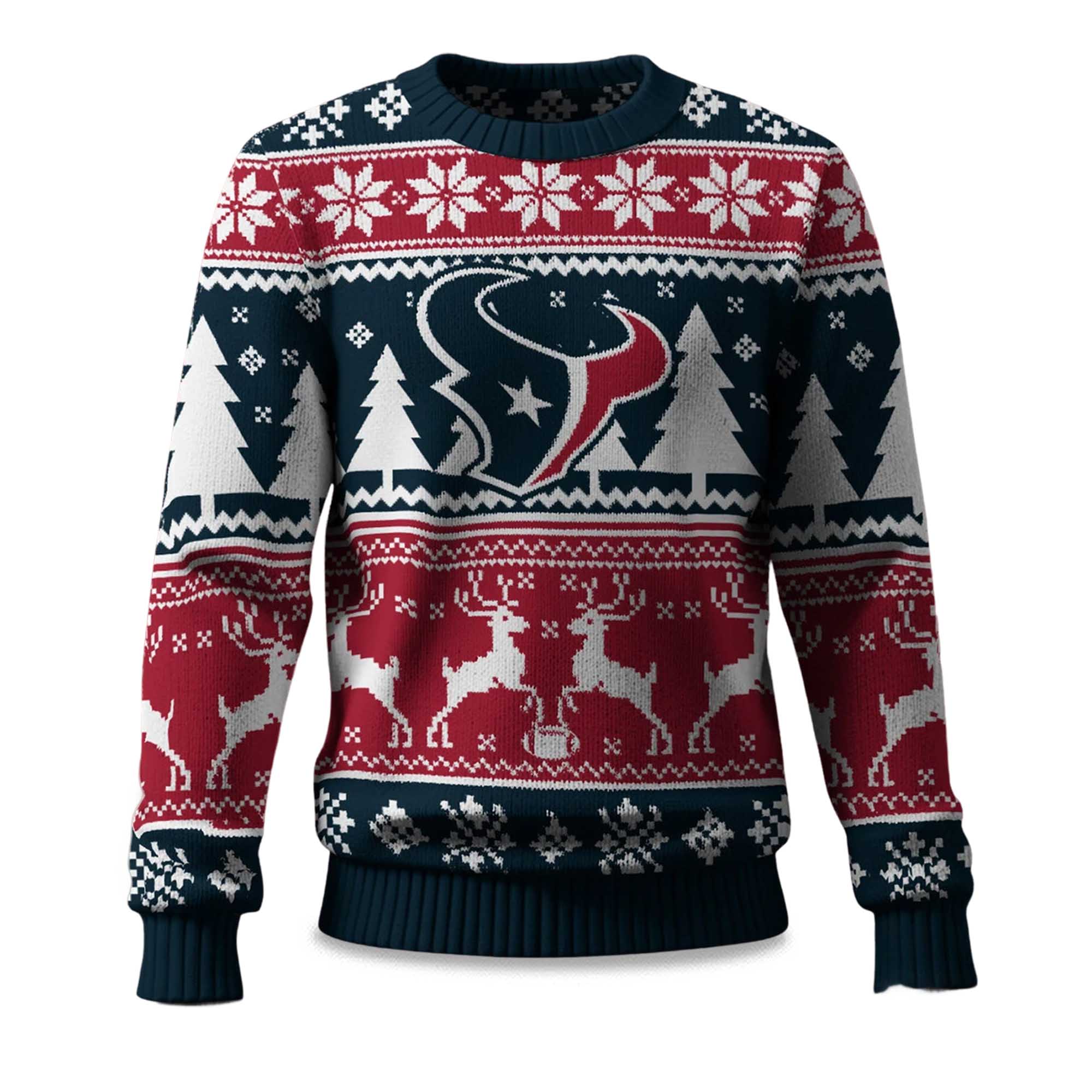 2025 Christmas Texans Reindeer Football Ugly Sweater
