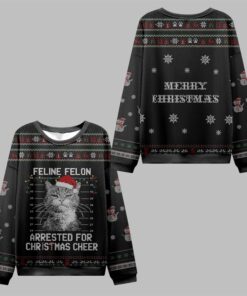 2025 Christmas The Arrested Cat Ugly Sweater 