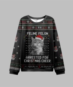 Alternative view of 2025 Christmas The Arrested Cat Ugly Sweater 