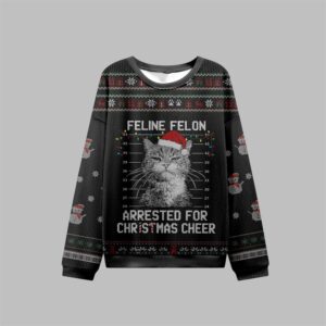 Alternative view of 2025 Christmas The Arrested Cat Ugly Sweater - Grishko.com
