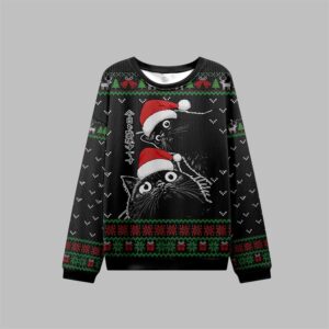 Alternative view of 2025 Christmas The Cat Is Watching Today Ugly Sweater - Grishko.com