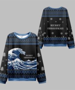 2025 Christmas The Great Wave Ugly Sweater 