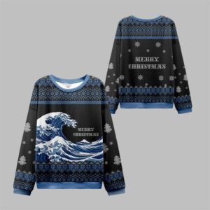 2025 Christmas The Great Wave Ugly Sweater - Grishko.com