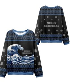 Alternative view of 2025 Christmas The Great Wave Ugly Sweater 