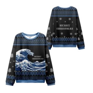 Alternative view of 2025 Christmas The Great Wave Ugly Sweater - Grishko.com