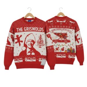 Alternative view of 2025 Christmas The Griswolds Threshold of Hell Clark Santa Hat Ugly Sweater - Grishko.com