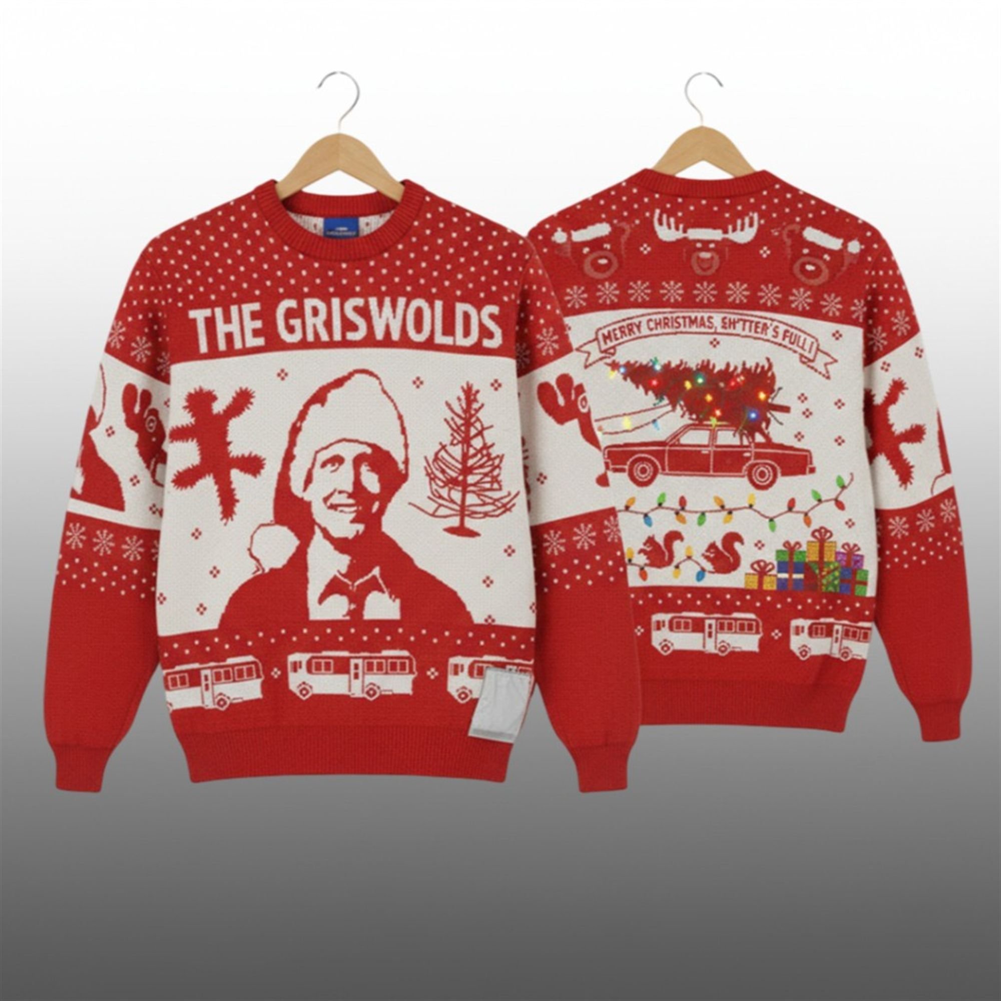 2025 Christmas The Griswolds Threshold of Hell Clark Santa Hat Ugly Sweater - Grishko.com