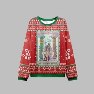 Alternative view of 2025 Christmas The High Priestess Tarot Card Ugly Christmas Sweater - Grishko.com