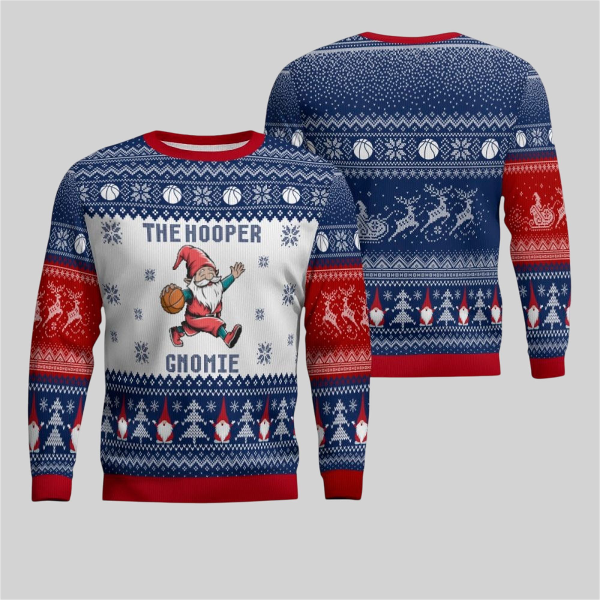 2025 Christmas The Hooper Gnomie Basketball Ugly Sweater - Grishko.com