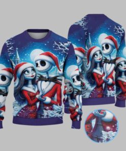2025 Christmas The Nightmare Before Christmas Jack And Sally Ugly Christmas Sweater 
