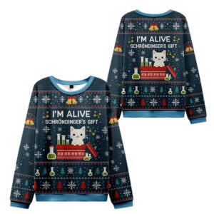 Alternative view of 2025 Christmas The Quantum Cat Ugly Sweater - Grishko.com