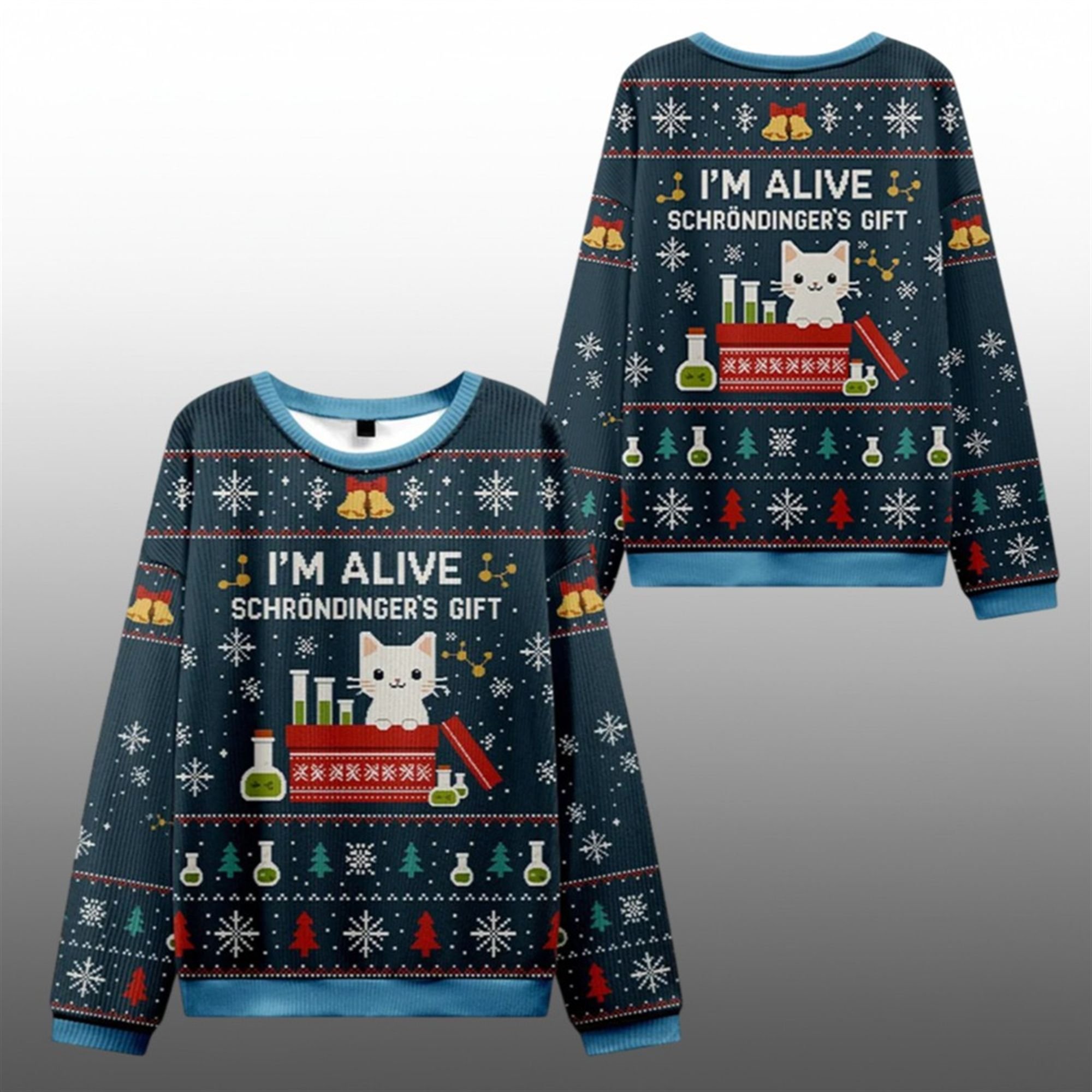 2025 Christmas The Quantum Cat Ugly Sweater - Grishko.com