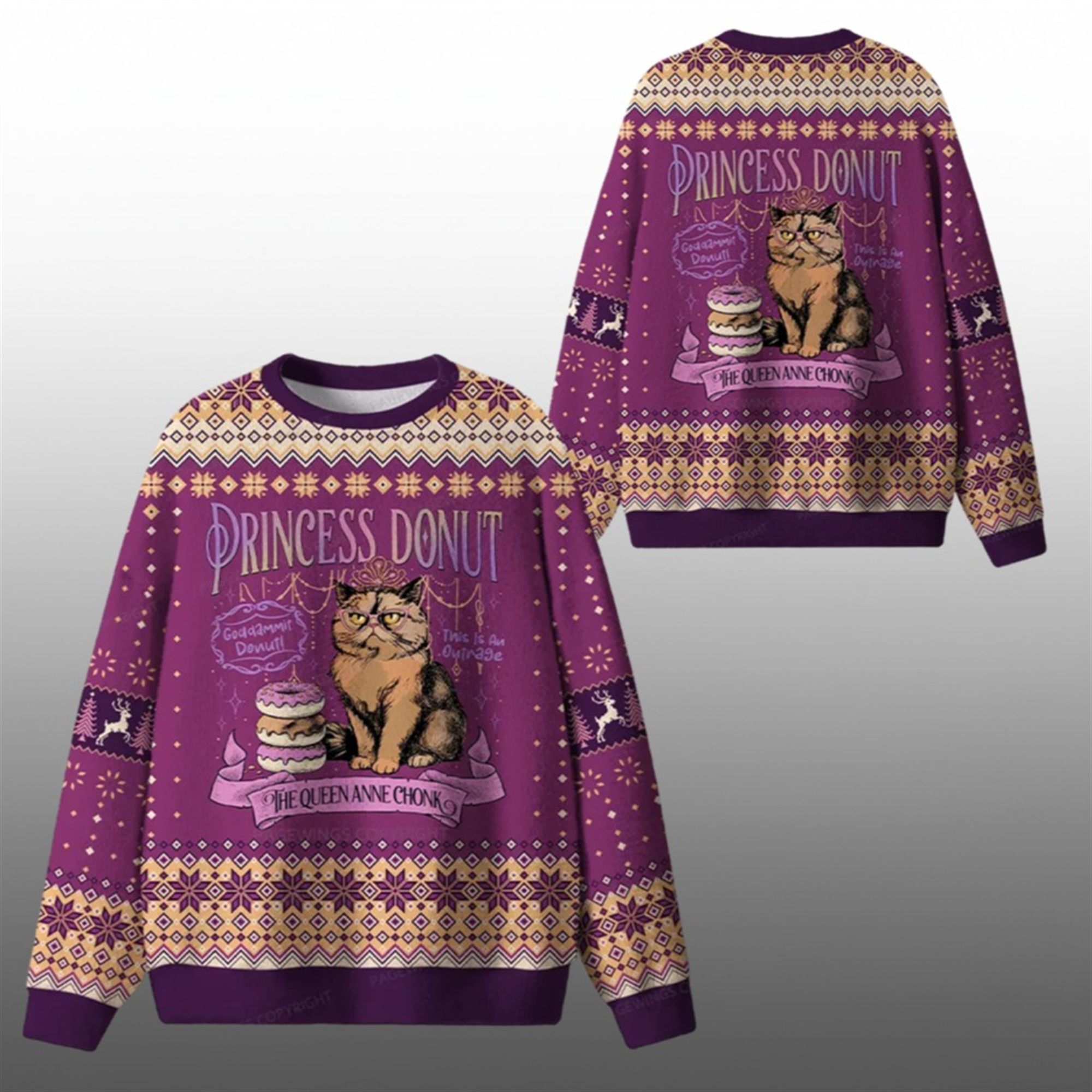 2025 Christmas The Queen Anne Chonk Ugly Sweater - Grishko.com