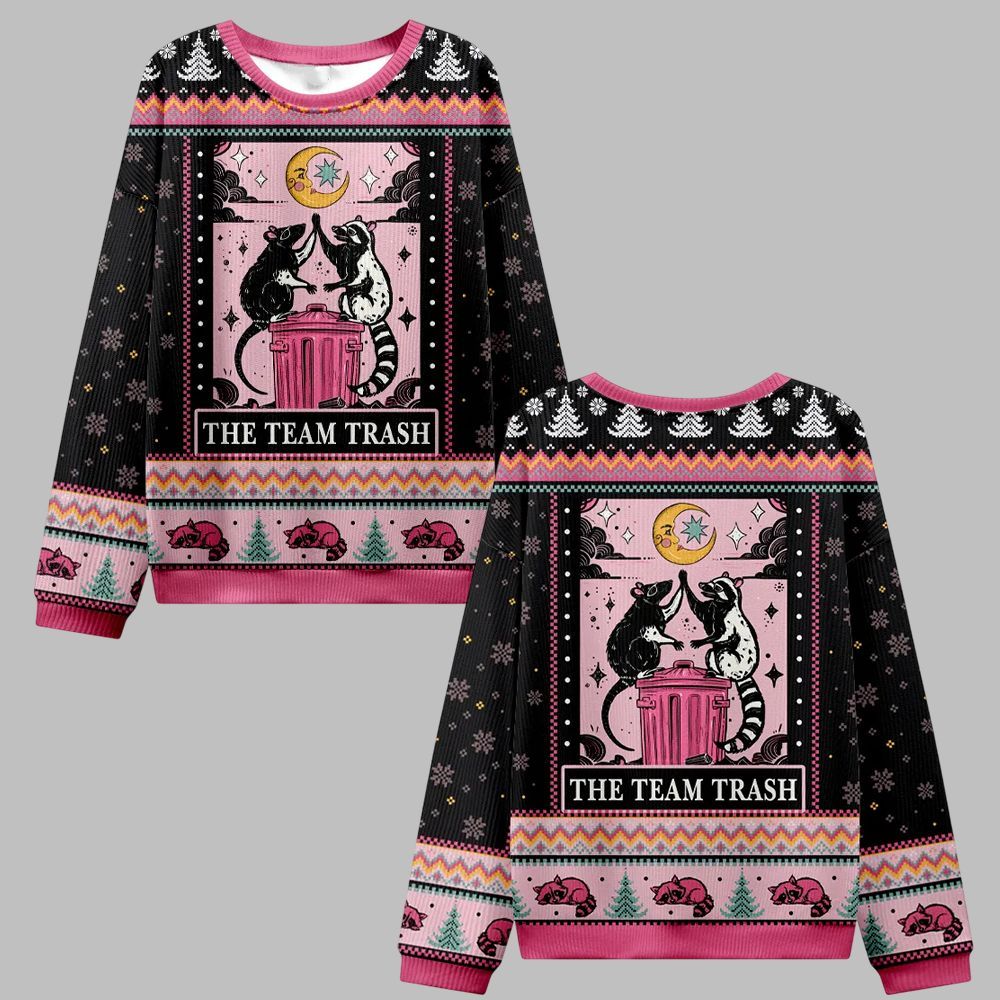 2025 Christmas The Team Trash Opossum Ugly Christmas Sweater - Grishko.com