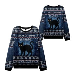 Alternative view of 2025 Christmas The Yule Cat is Coming Ugly Sweater - Grishko.com