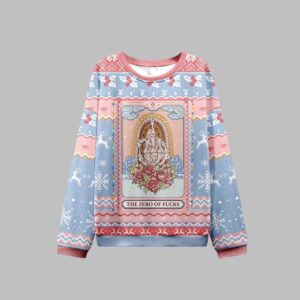 Alternative view of 2025 Christmas The Zero Of Fucks Tarot Ugly Christmas Sweater - Grishko.com