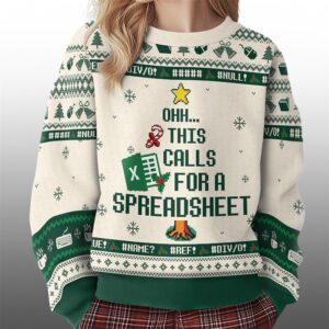 Alternative view of 2025 Christmas This Calls For A Spreadsheet Ugly Sweater - Grishko.com