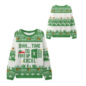 Alternative view of 2025 Christmas Time to Fire Up Excel Ugly Sweater - Grishko.com