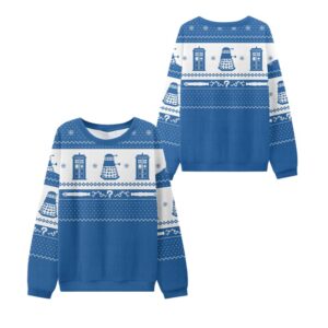Alternative view of 2025 Christmas Time Traveler TARDIS Ugly Sweater - Grishko.com