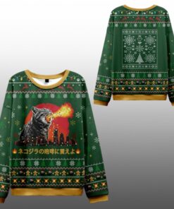 2025 Christmas Tremble Before The Roar Of Catzilla Ugly Sweater 