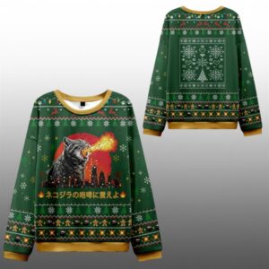 2025 Christmas Tremble Before The Roar Of Catzilla Ugly Sweater - Grishko.com