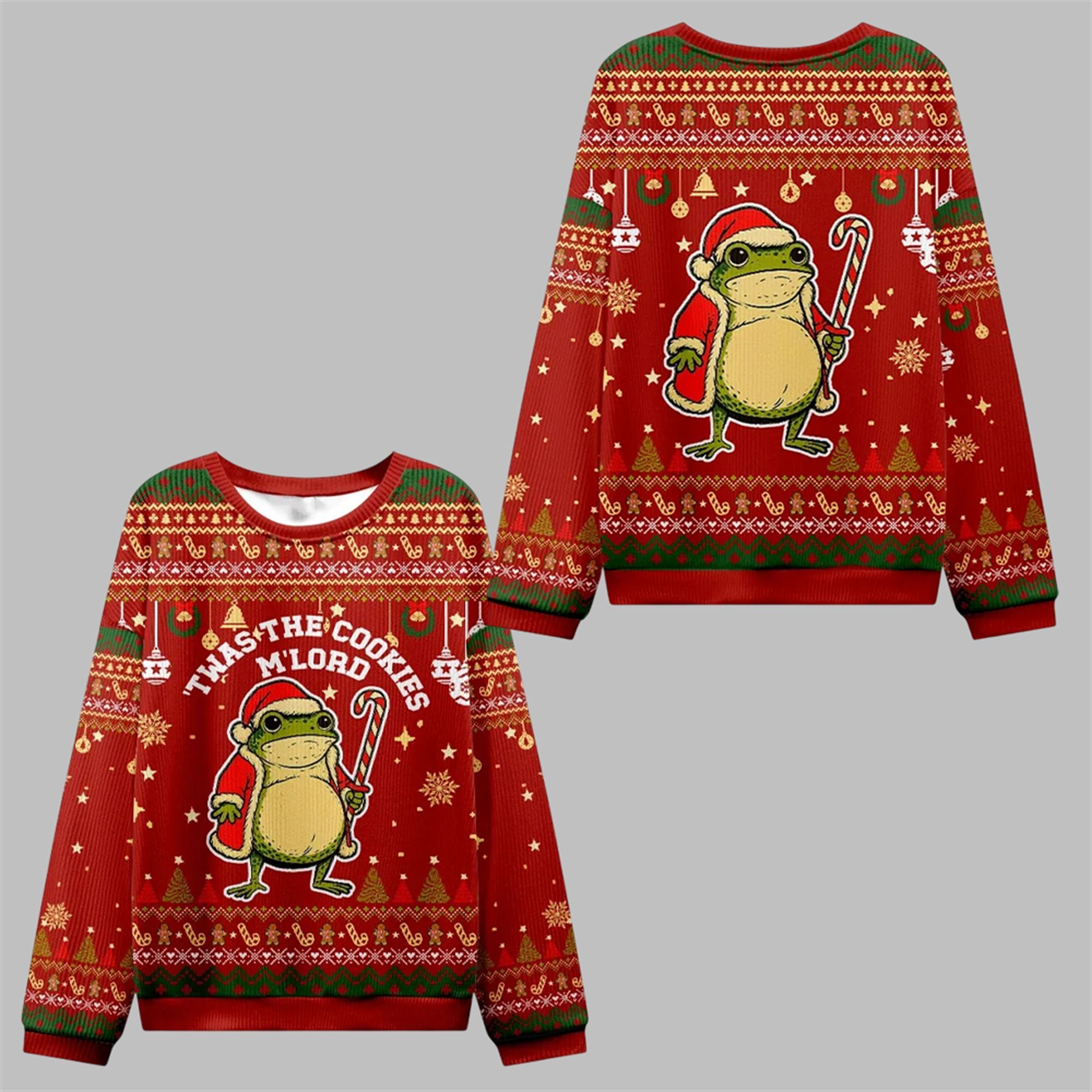 2025 Christmas Twas The Cookies Frog Ugly Sweater - Grishko.com