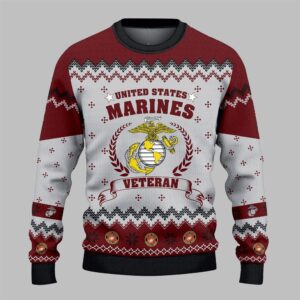 2025 Christmas US Marine Veteran Ugly Sweater - Grishko.com