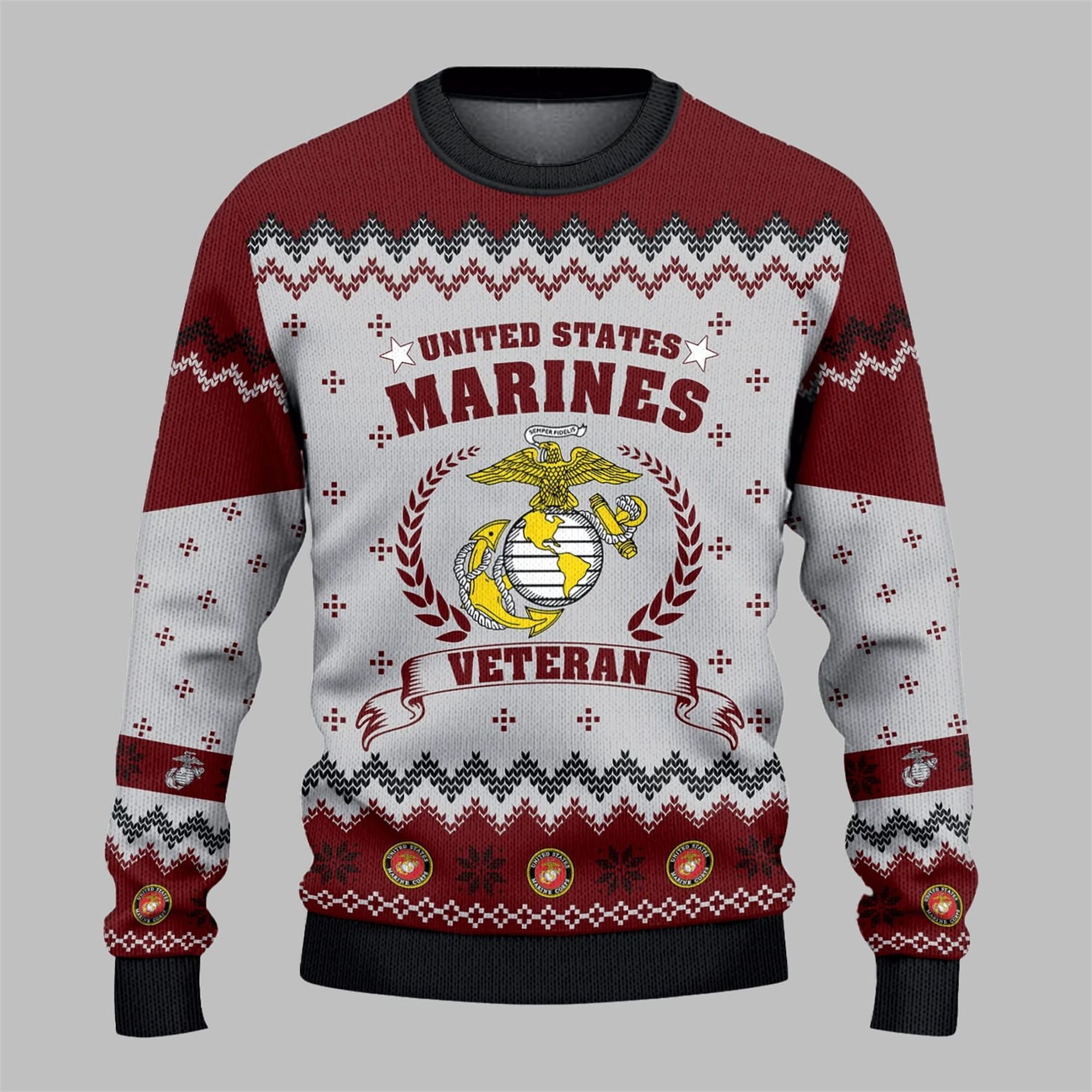 2025 Christmas US Marine Veteran Ugly Sweater - Grishko.com