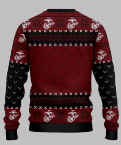 Alternative view of 2025 Christmas US Marines Proudly Server Ugly Sweater 