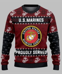 2025 Christmas US Marines Proudly Server Ugly Sweater 