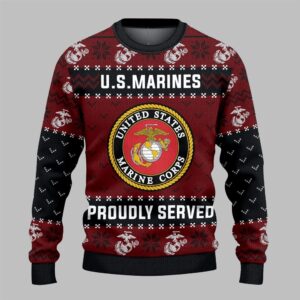 2025 Christmas US Marines Proudly Server Ugly Sweater - Grishko.com