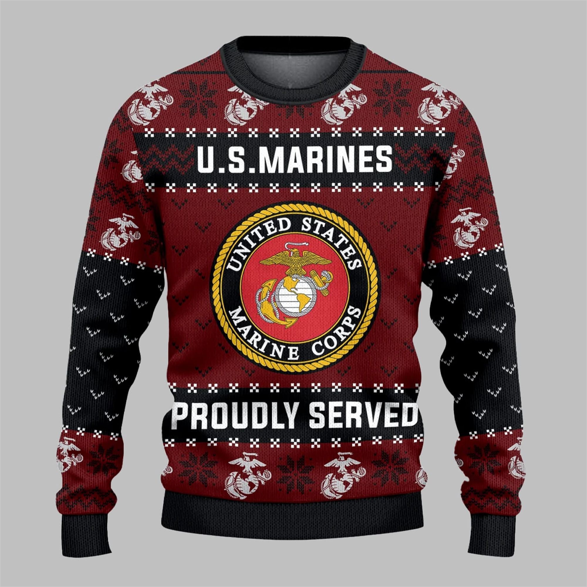 2025 Christmas US Marines Proudly Server Ugly Sweater - Grishko.com