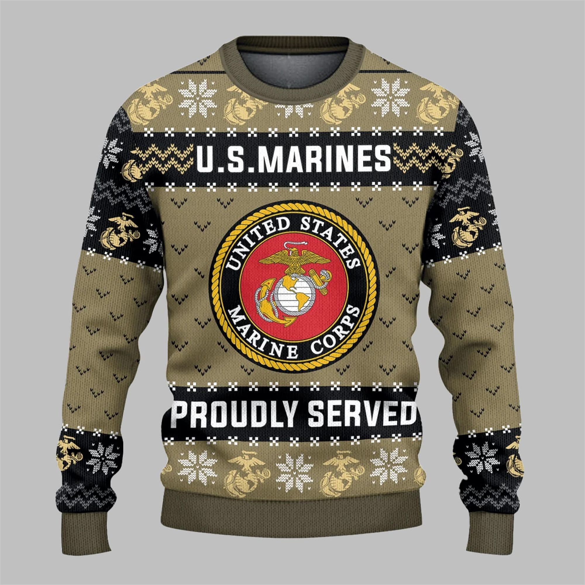 2025 Christmas US Marines Proudly Server Ugly Sweater - Grishko.com - Image 3
