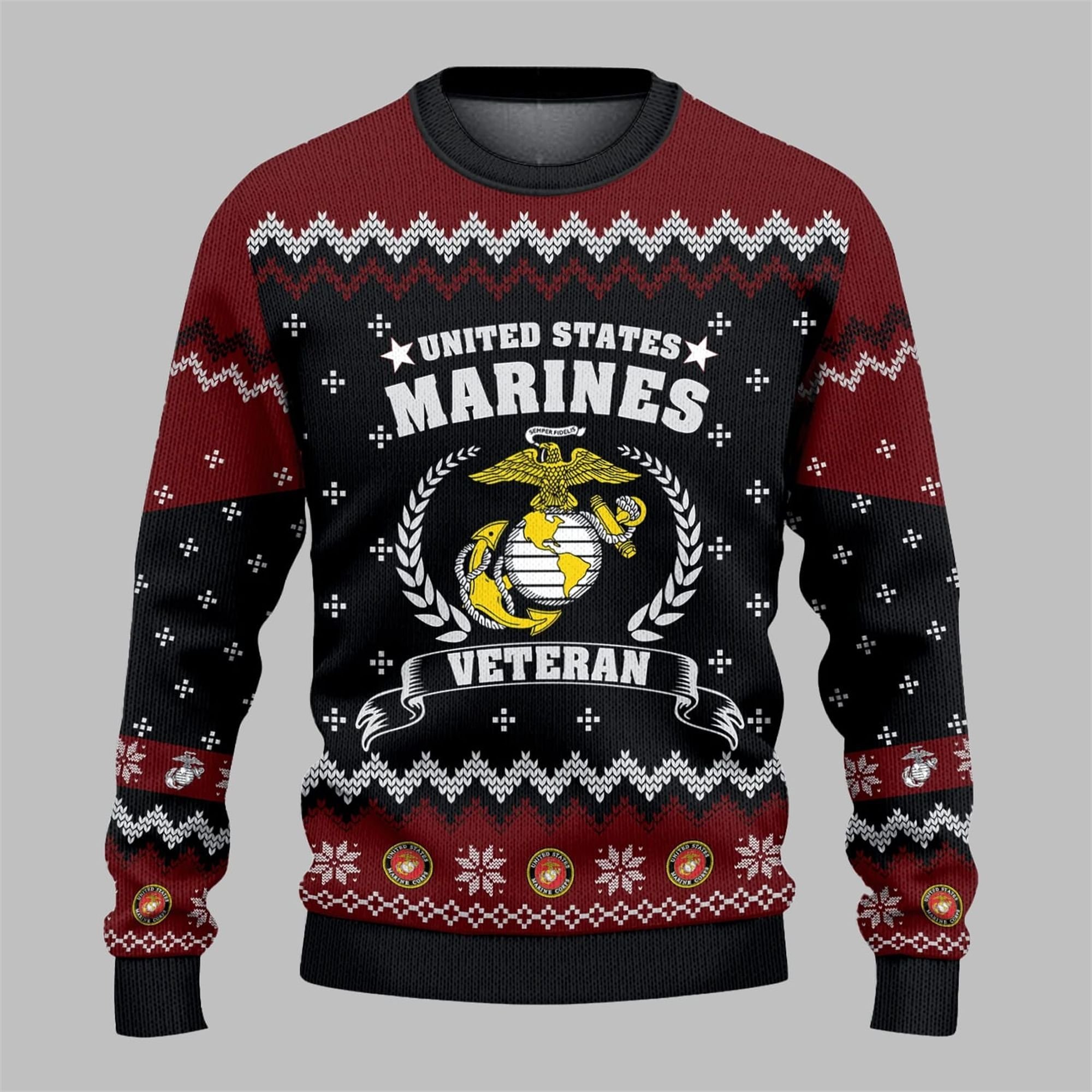 2025 Christmas US MARINES Veteran USMC Ugly Sweater - Grishko.com