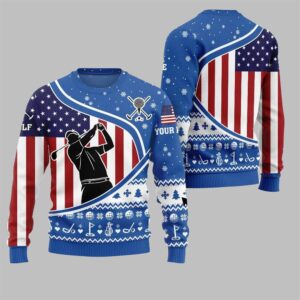 2025 Christmas USA Flag Golf Ugly Christmas Sweater - Grishko.com