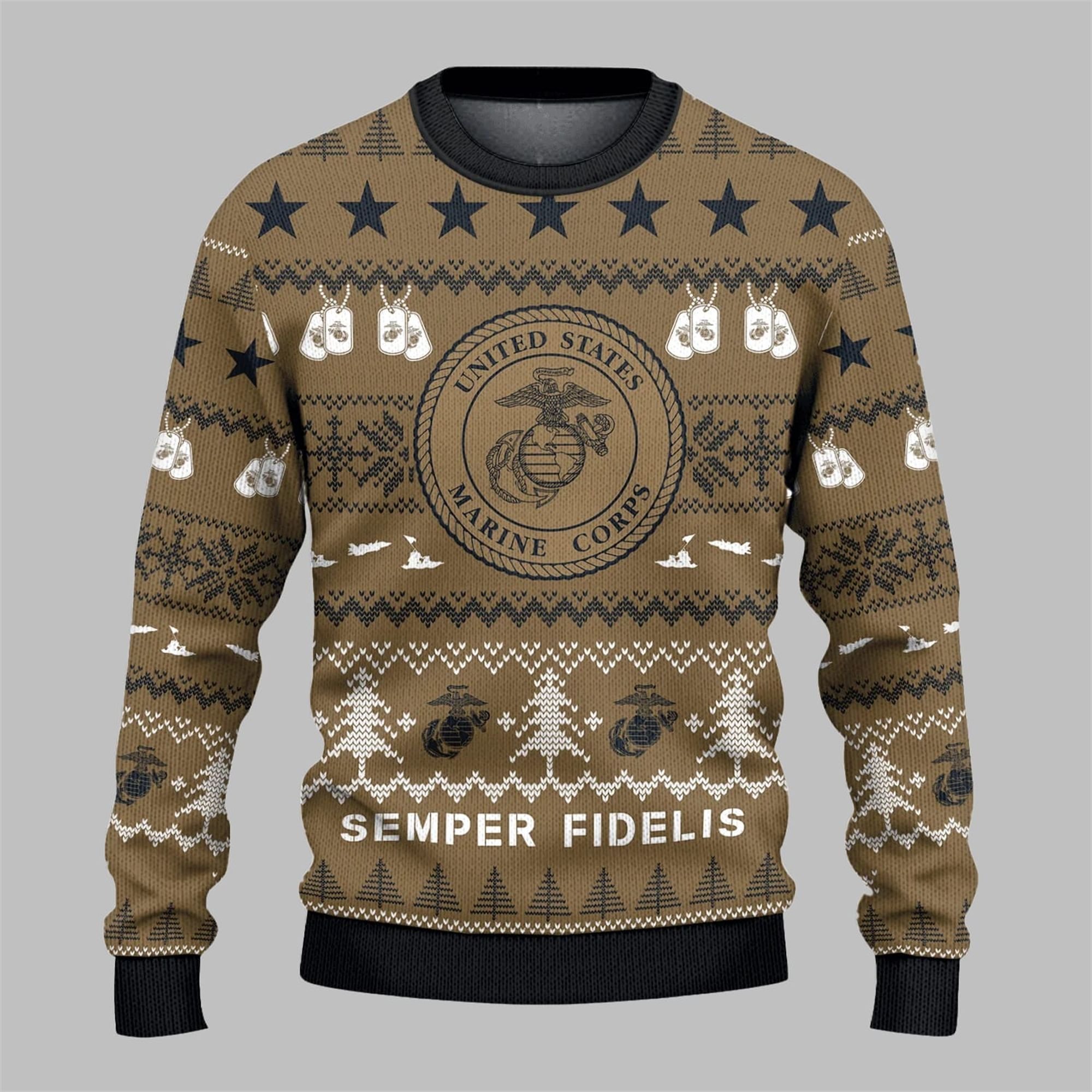 2025 Christmas USMC Semper Fi Ugly Sweater - Grishko.com