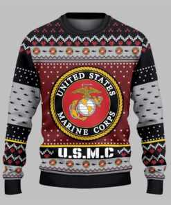 2025 Christmas USMC Ugly Christmas Sweater 