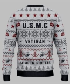 Alternative view of 2025 Christmas USMC Veteran Semper Fi Ugly Sweater 