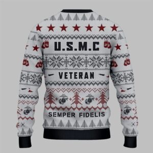 Alternative view of 2025 Christmas USMC Veteran Semper Fi Ugly Sweater - Grishko.com