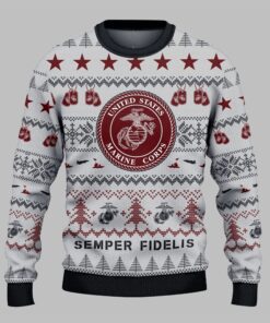 2025 Christmas USMC Veteran Semper Fi Ugly Sweater 