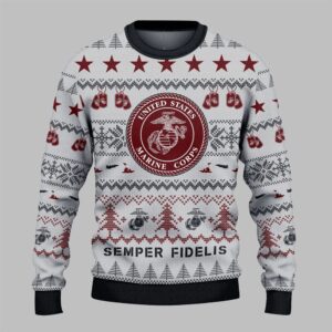 2025 Christmas USMC Veteran Semper Fi Ugly Sweater - Grishko.com