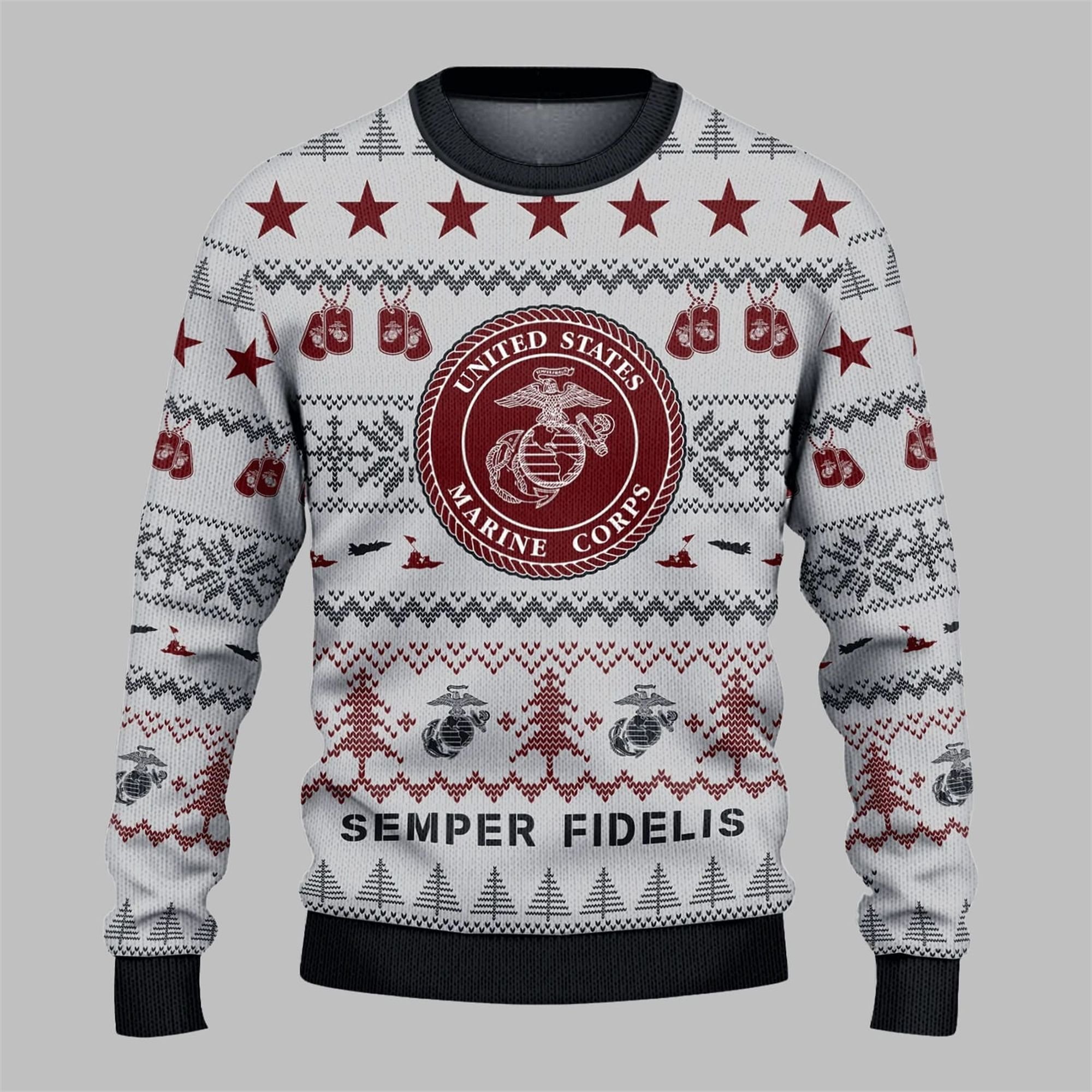 2025 Christmas USMC Veteran Semper Fi Ugly Sweater - Grishko.com