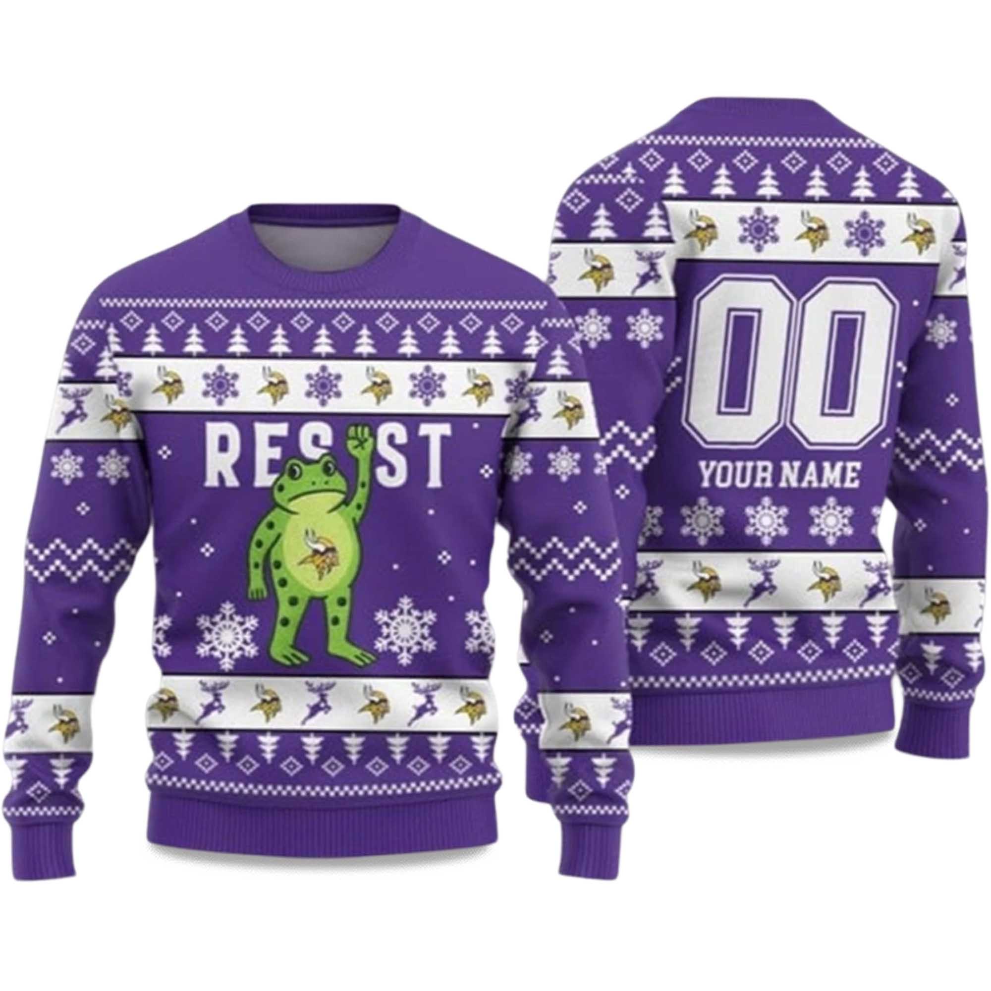 2025 Christmas Vikings Portland Frog Resist Ugly Sweater