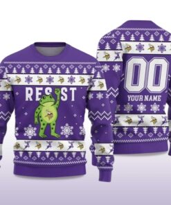 Alternative view of 2025 Christmas Vikings Portland Frog Resist Ugly Sweater
