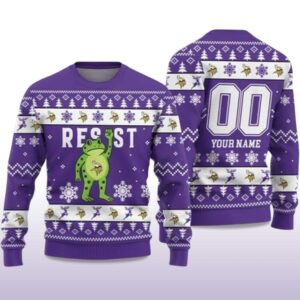 Alternative view of 2025 Christmas Vikings Portland Frog Resist Ugly Sweater