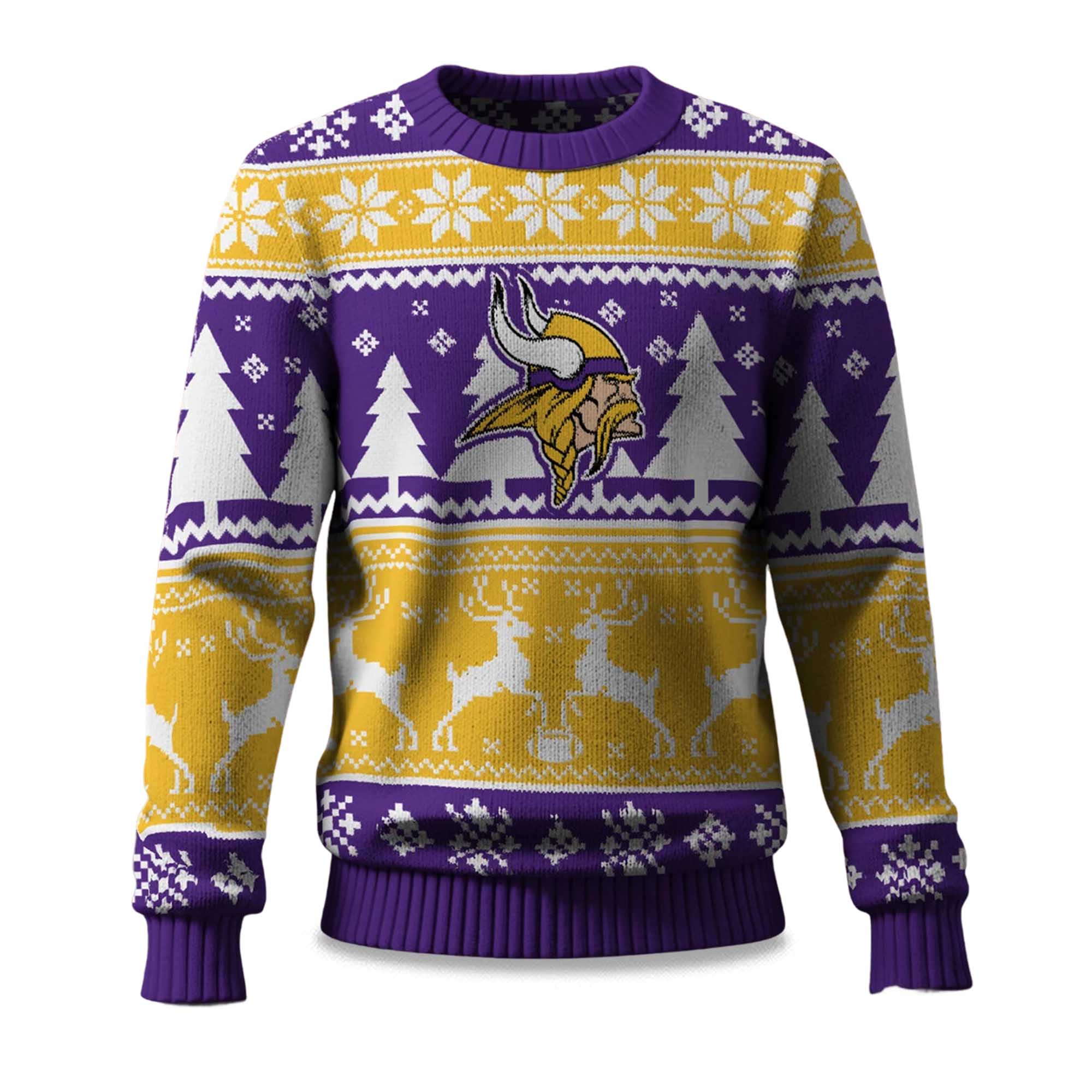 2025 Christmas Vikings Reindeer Football Ugly Sweater