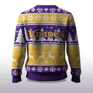 Alternative view of 2025 Christmas Vikings Reindeer Football Ugly Sweater