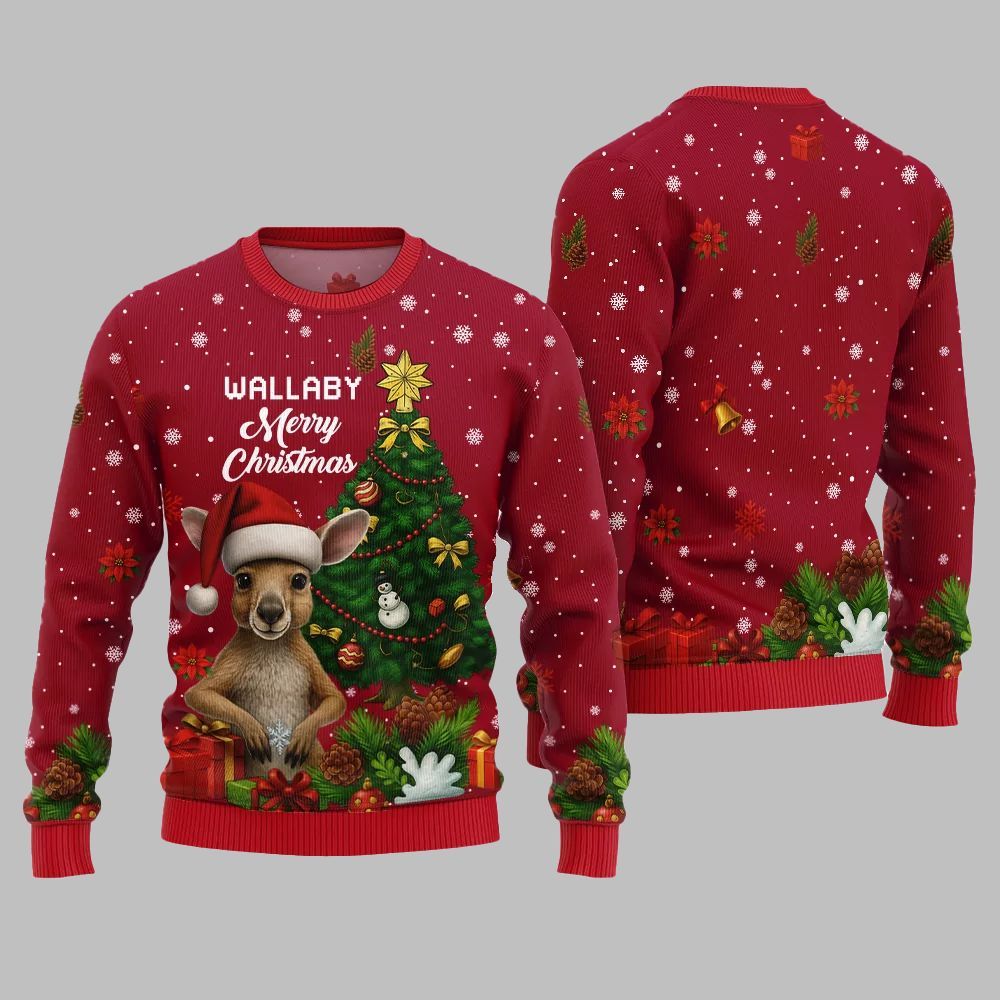 2025 Christmas Wallaby Merry Christmas Ugly Christmas Sweater - Image 3