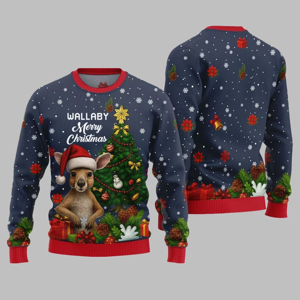 2025 Christmas Wallaby Merry Christmas Ugly Christmas Sweater - Image 5